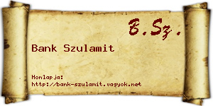 Bank Szulamit névjegykártya